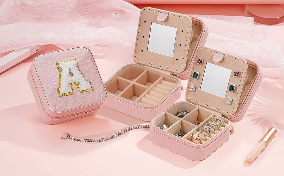Travel Jewelry Case With Initial 