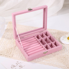 glass top jewelry box pink