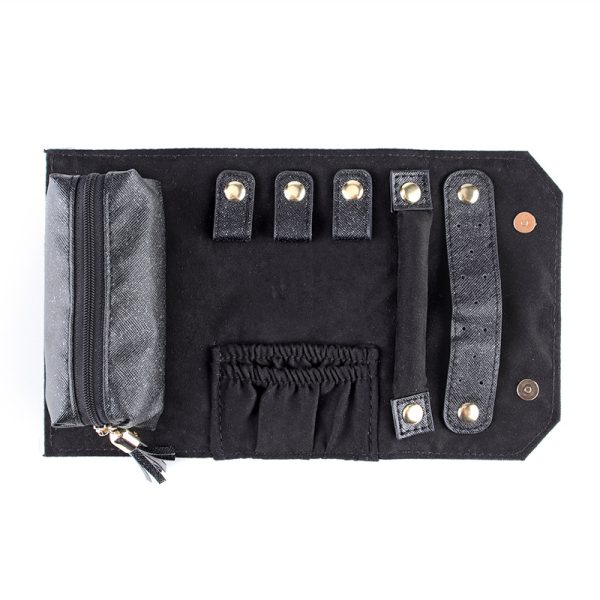 leather jewelry rolls for travel black