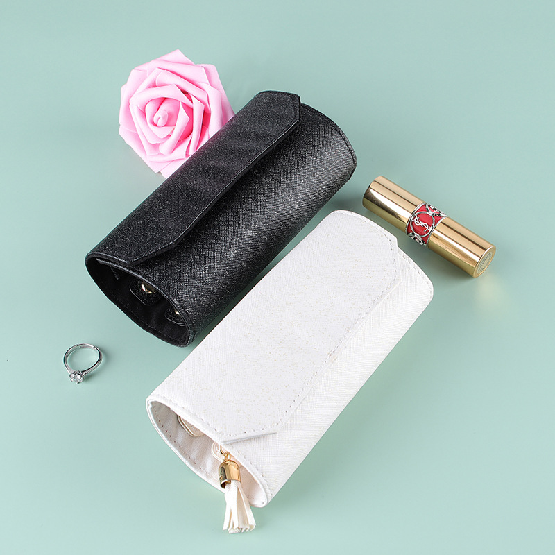 leather jewelry roll travel case